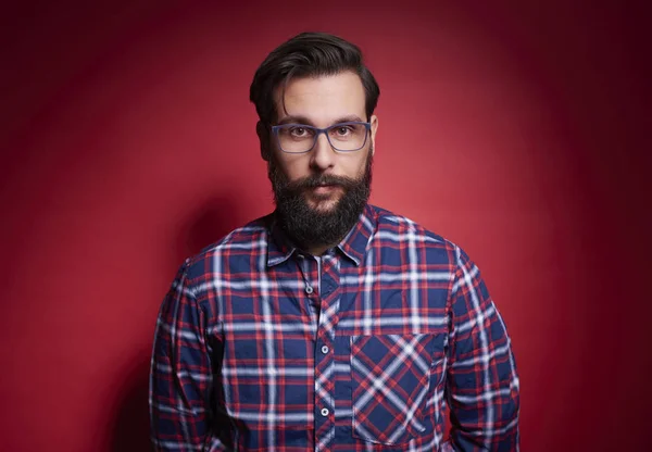 Retrato Hombre Con Barba Cristal — Foto de Stock