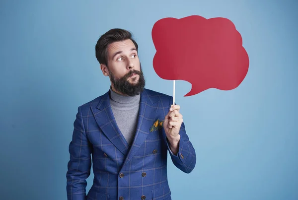 Gerente Sosteniendo Burbuja Del Discurso Estudio — Foto de Stock