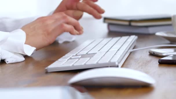 Human Hand Typing Computer Keyboard — Stock Video