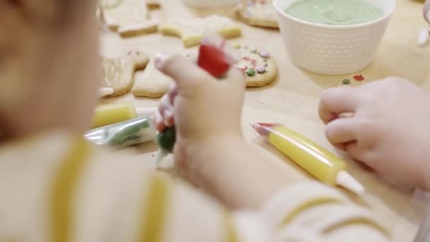 人間の手飾るイースター クッキー — ストック動画