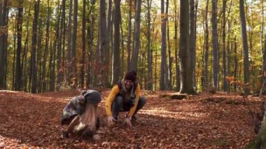 Çift yaprakları ile eğleniyor 