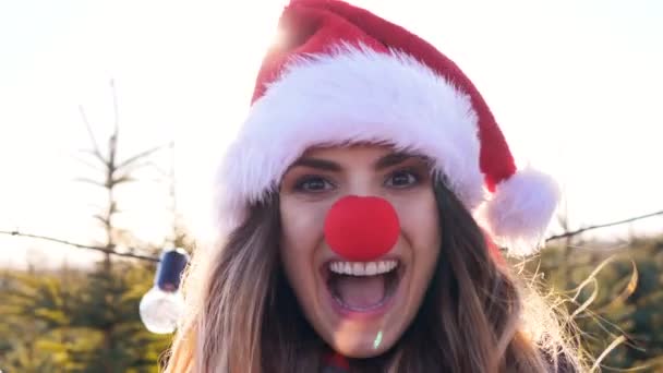 Kadın Noel Bir Eğleniyor — Stok video