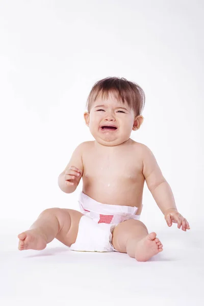 Hungry Baby Crying Studio Shot — Stock Photo, Image