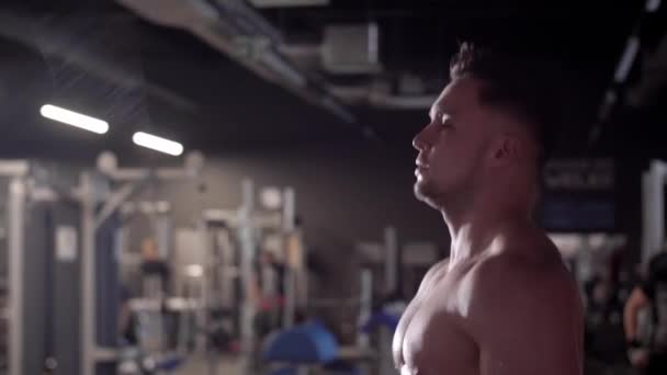 Homme Corde Sauter Salle Gym — Video