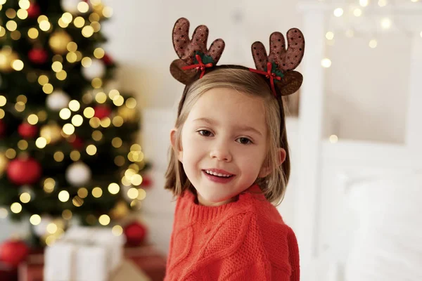 Retrato Menina Encantadora Natal — Fotografia de Stock