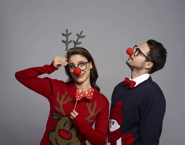 Pareja Extraña Época Navidad — Foto de Stock