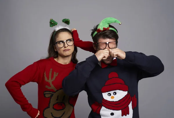 Displeased Couple Christmas Time — Stock Photo, Image