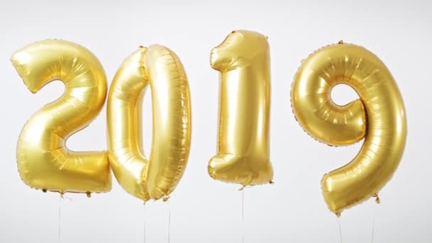 Altın Balonlardan Yapılmış 2019 Modeli — Stok video