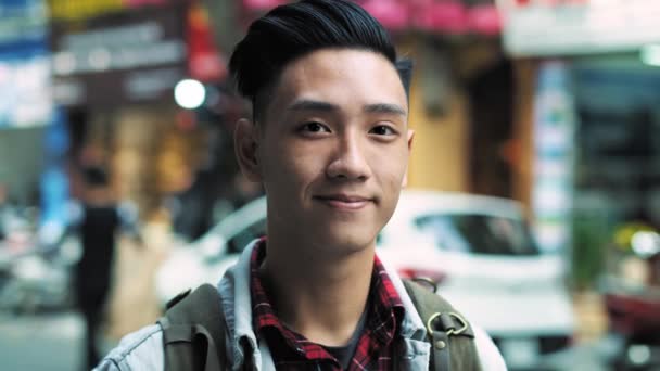 Portrait Young Vietnamese Man City — 비디오