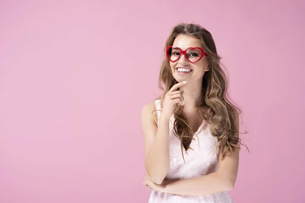 Retrato Mulher Jovem Com Óculos — Fotografia de Stock