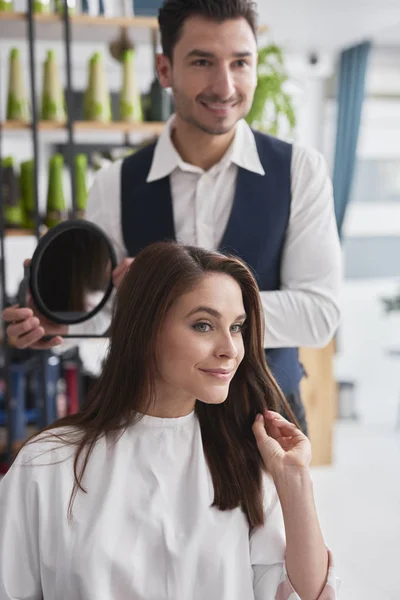 Hairdresser Female Customer Hair Salon — Stockfoto