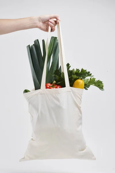 Bolsa Mano Humana Verduras Frescas —  Fotos de Stock