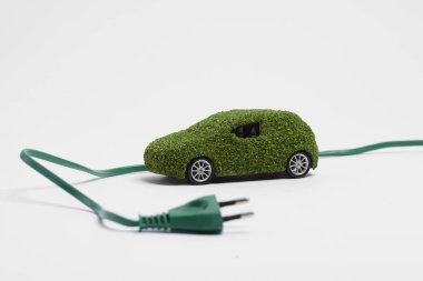 Ecological, electric car on white background 