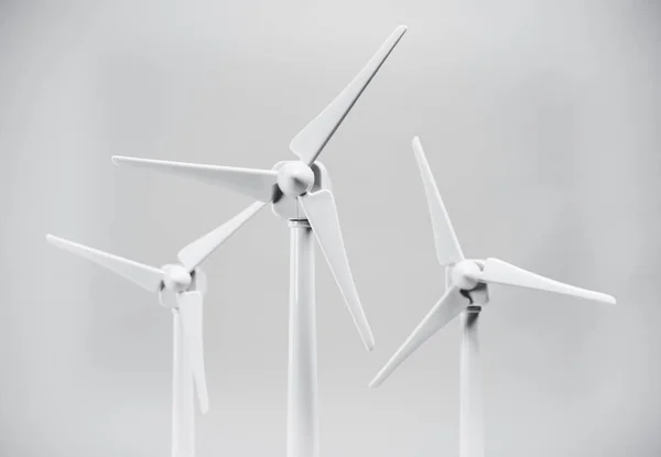 Three Wind Turbines White Background — Stock Photo, Image