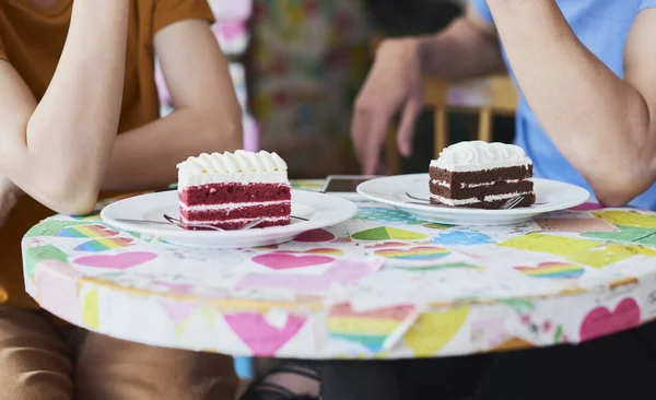 Närbild Läckra Tårta Ett Café — Stockfoto