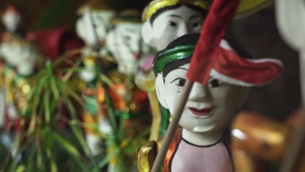 Handheld Video Toont Van Vietnamese Decoraties Straatmarkt Neergeschoten Met Red — Stockvideo