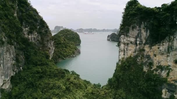 Bezpośrednio Nad Widokiem Zatokę Halong Wietnamie — Wideo stockowe