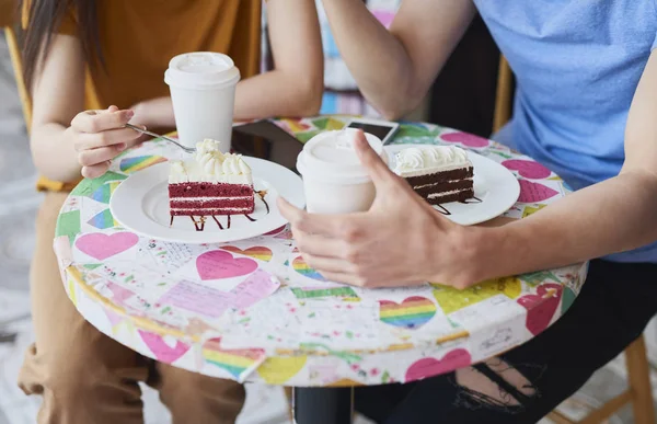 Närbild Par Ett Café — Stockfoto