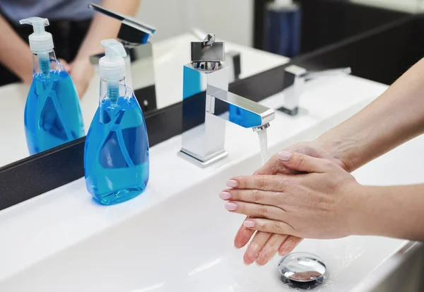 Close Hands Disinfected — Stock Photo, Image