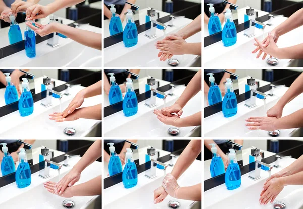 Guide How Wash Hands Correctly — Stock Photo, Image