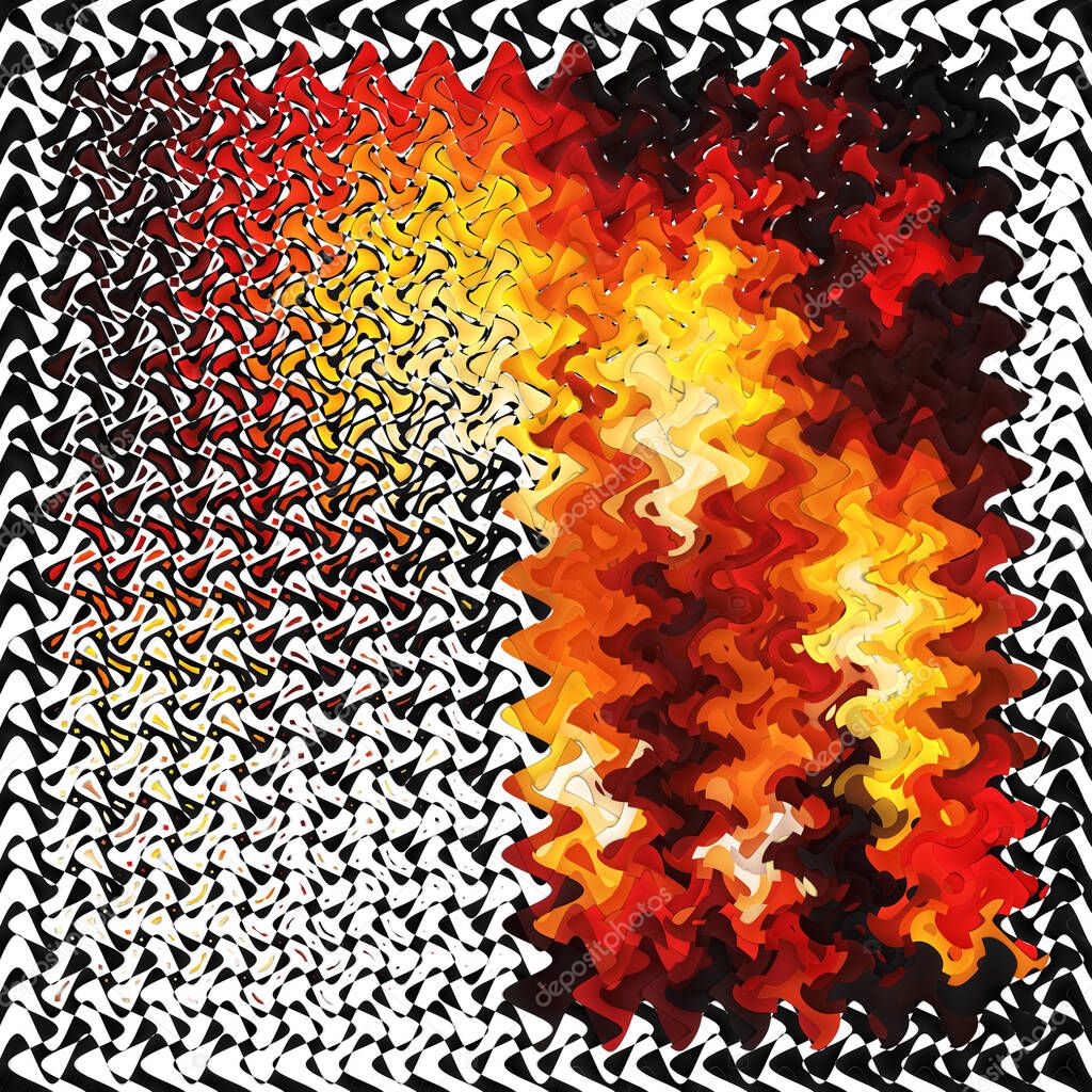black / red / colorful / gold spiral from squares with variables sizes and angles 