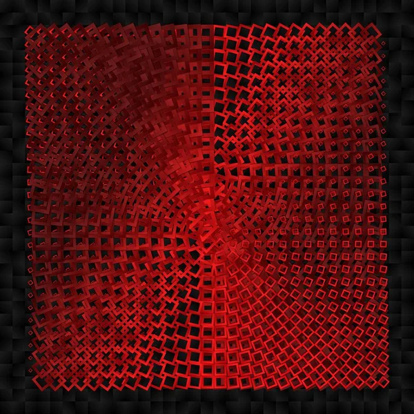 Nero Rosso Colorato Oro Spirale Quadrati Con Variabili Dimensioni Angoli — Foto Stock