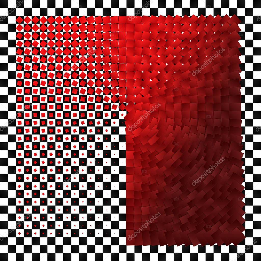 black / red / colorful / gold spiral from squares with variables sizes and angles 