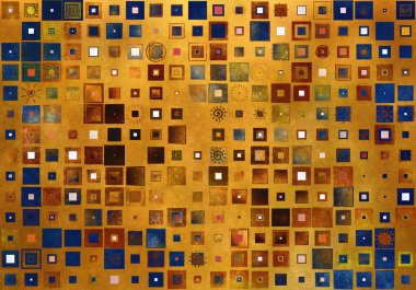 Güneş çiçeği klimt teması 120x120 guache - 29