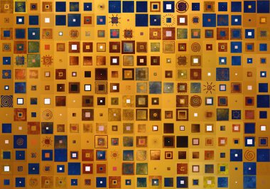Güneş çiçeği klimt teması 120x120 guache - 28