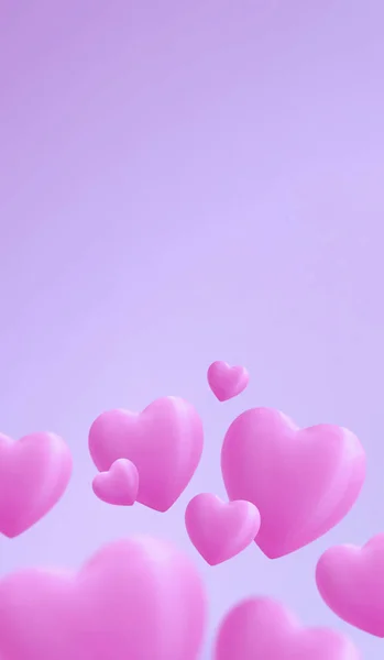 Banner Vertical San Valentín Lindos Corazones Color Rosa Parte Inferior —  Fotos de Stock