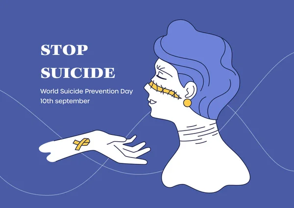 Παγκόσμια Ημέρα Πρόληψης Αυτοκτονίας Διανυσματική Απεικόνιση Κάποιος Βοηθήσει Την Πληγωμένη — Διανυσματικό Αρχείο