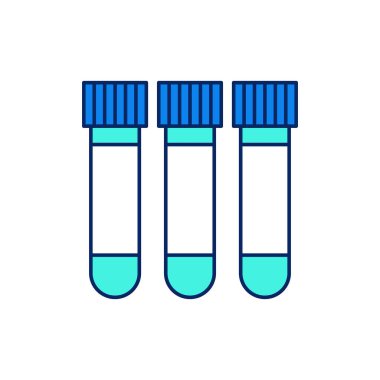 Kapsamlı önleme - test tüpleri. Covid-19 simgesi, Coronavirus ögesi düz çizgi biçiminde