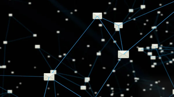 行で接続されているメール文字アイコンからの現代的な背景 — ストック写真