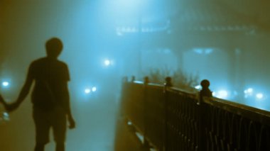 Gece sis ve birkaç sevgi. Ağır çekim