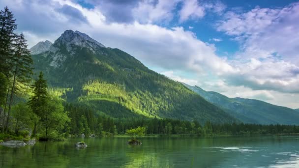 Mountain Forest Lake and Clouds. Time Lapse — Stock Video