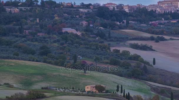 Evening over Pienza. Time Lapse — Stock Video