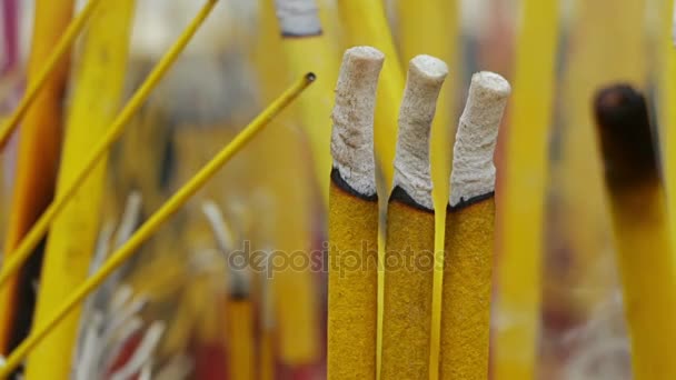 Buddhist Smoky Sticks Close-Up — Stock Video