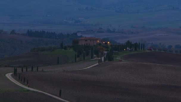 Bewolkte ochtend in Toscane. Time-lapse — Stockvideo