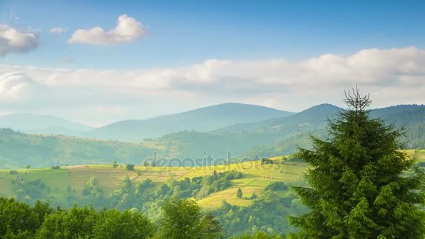 Clouds over Carpathian Mountains and Valleys. Time Lapse — Stock Video