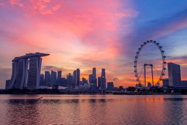 Singapore adlı pembe günbatımı