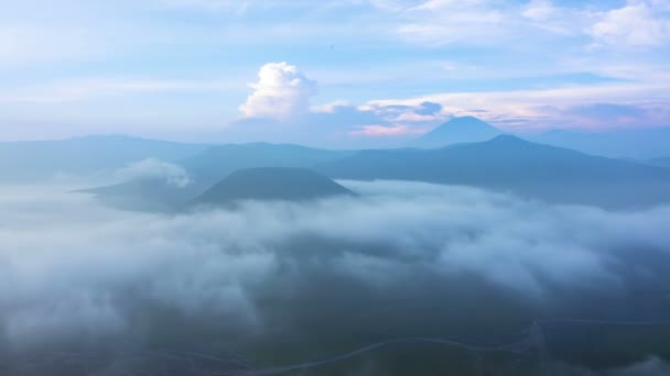 Indonesien Java Dawn Har Utsikt Över Aktiva Vulkanerna Bromo Och — Stockvideo