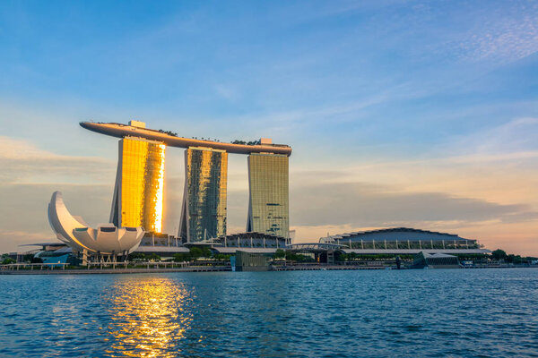 Evening Overlooking Marina Bay Sands Hotel