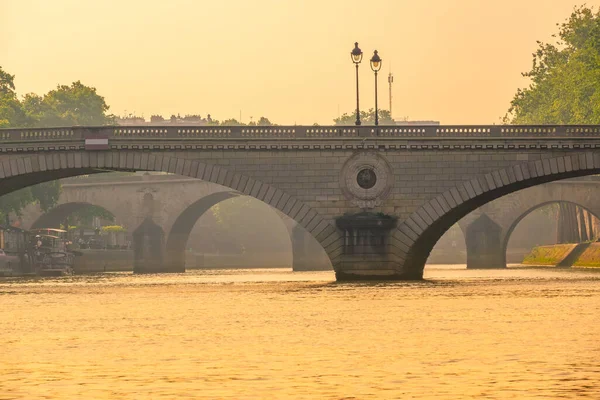 Στη Γαλλία Πέτρινες Γέφυρες Πάνω Από Τον Ποταμό Σηκουάνα Πριν — Φωτογραφία Αρχείου