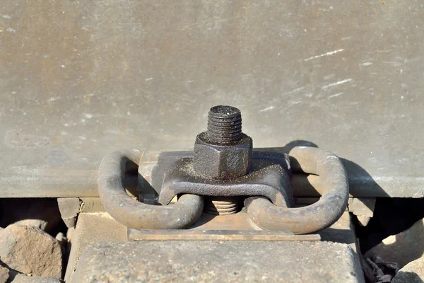 Rail and concrete sleeper closeup — Stock Photo, Image