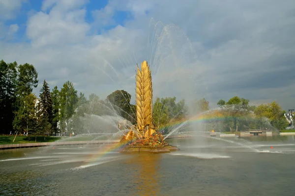 2019年8月12日：俄罗斯莫斯科Vdnh的黄金喷泉 — 图库照片