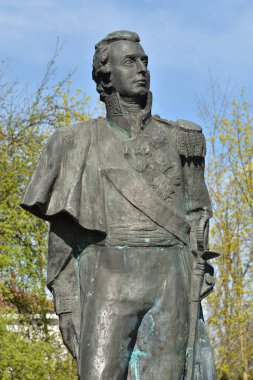 Kaliningrad, Rusya - 20 Nisan 2019: büyük Rus komutan Mikhail Illarionovich Kutuzov anıtı