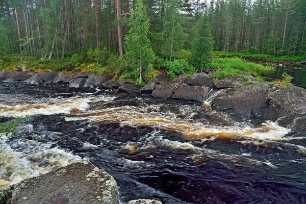 Beau Seuil Kiviristi Sur Rivière Ohta Carélie Russie — Photo