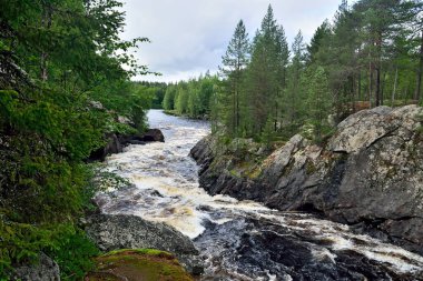 Ohta nehrinin güzel Kiviristi eşiği. Karelia, Rusya