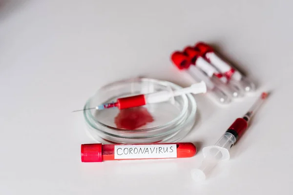 Coronavirus Rör Med Provblod För 2019 Ncov Prov Spruta För — Stockfoto