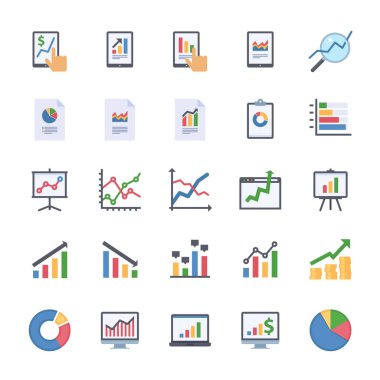 Business Graphs & Charts Icons Set 2 - Flat Version clipart